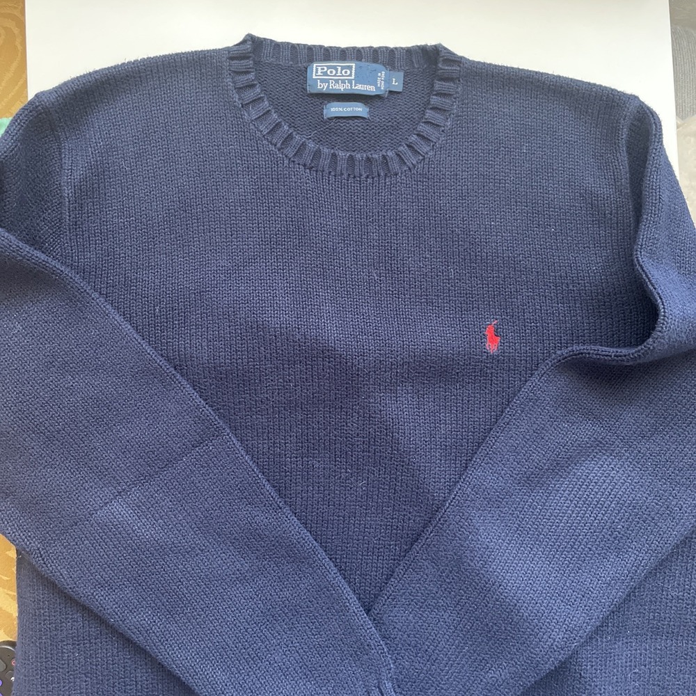 Polo Ralph Lauren Men's Blue Crewneck Sweater-Size L Pull Over